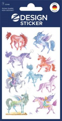 Matrica, papír, 1 ív, 76x120 mm, AVERY ZWECKFORM, "Z-Design No.53148", unikornisok