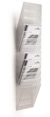 Prospektustartó, fali, álló, A4, DURABLE "FLEXIBOXX 12", áttetsző