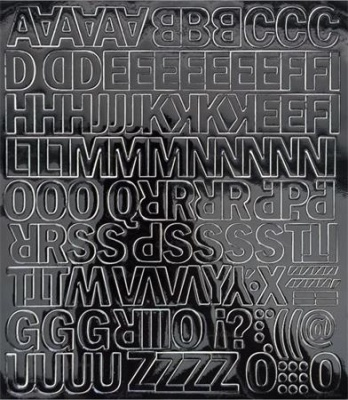 Öntapadós matrica, 2 cm-es, betűlap, fekete