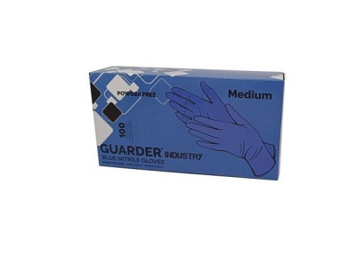 Védőkesztyű, egyszer használatos, nitril, M méret, 100 db, púder nélküli, kék