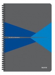 Spirálfüzet, A4, vonalas, 90 lap, PP borító, LEITZ "Office", szürke-kék