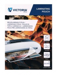 Meleglamináló fólia, 125 mikron, A4, fényes, VICTORIA OFFICE