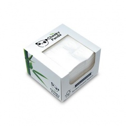 Koktélszalvéta, bambusz, 1/4 hajtogatott, 2 rétegű, 25x25 cm, 100 db, CHEEKY PANDA, fehér